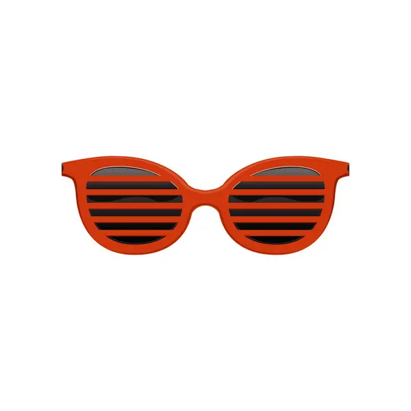 Stijlvolle jalousie zonnebril met rode frame en zwarte lenzen. Beschermende brillen. Mode-accessoire. Platte vector design — Stockvector