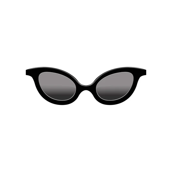 Óculos de sol retro mulheres olho de gato com lentes pretas e moldura de plástico. Acessório de moda. Elemento vetorial plano para aplicativo móvel — Vetor de Stock