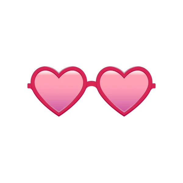 Graziosi occhiali da sole a forma di cuore con lenti colorate rosa e montatura in plastica. Accessori moda donna. Occhiali protettivi. Design vettoriale piatto — Vettoriale Stock