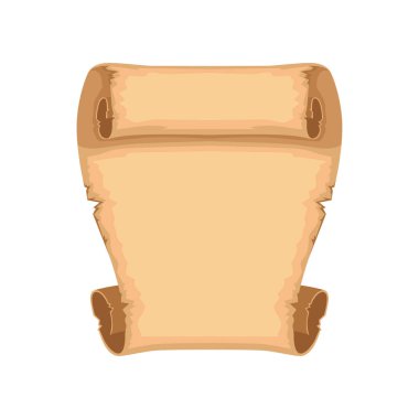 Beyaz bir arka plan üzerinde metin vektör çizim alanı olan antik kaydırma