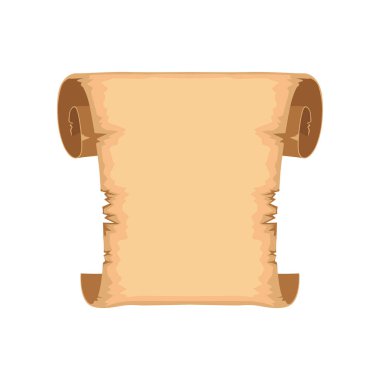 Metin, beyaz bir arka plan üzerinde rulo kağıt vektör çizim için yer ile antik kaydırma