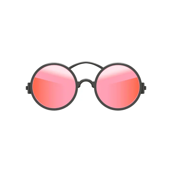 Ronde circulaire hipster zonnebril met lenzen van de rood-roze en grijs metalen frame. Mode-accessoire voor vrouwen. Platte vector pictogram — Stockvector