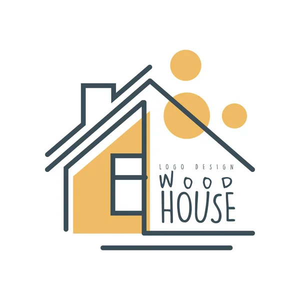 Diseño de plantilla de logotipo de casa de madera, vector de concepto de casa ecológica Ilustración sobre un fondo blanco — Archivo Imágenes Vectoriales