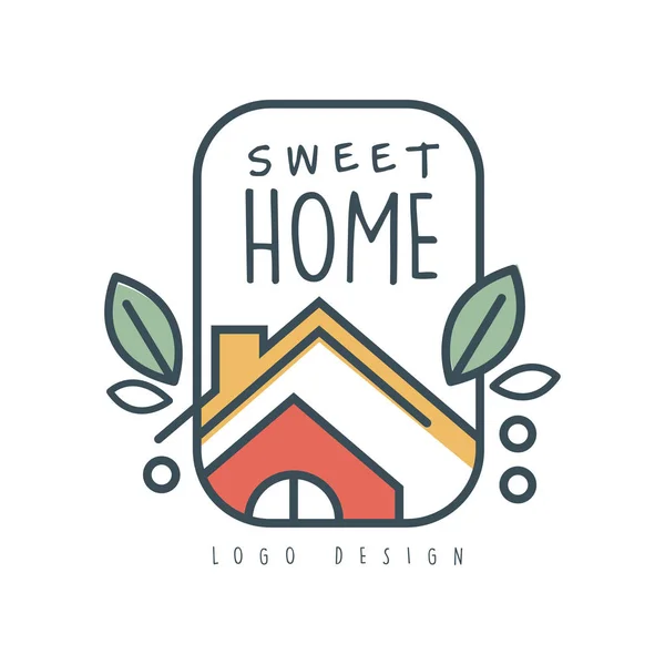 Sweet home logo design, eco friendly house concept, clean energy, building materials and technologies vector Illustration on a white background — Stock Vector