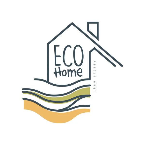 Eko ev logo tasarımı, ekolojik ev işareti, temiz enerji ve teknolojileri üzerinde beyaz bir arka plan illüstrasyon vektör — Stok Vektör