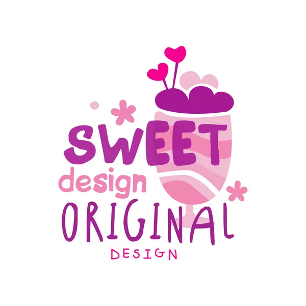 Diseño original del logotipo dulce, etiqueta para confitería, tienda de dulces, restaurante, bar, cafetería, menú, vector de tienda dulce Ilustración sobre un fondo blanco — Vector de stock