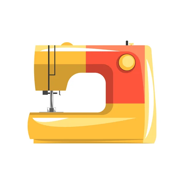 Orange moderne elektronische Nähmaschine, Schneiderausrüstung Vektor-Illustration auf weißem Hintergrund — Stockvektor