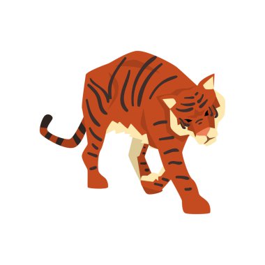 Kaplan yürüme, vahşi kedi, predator çizgi film vektör çizim beyaz bir arka plan