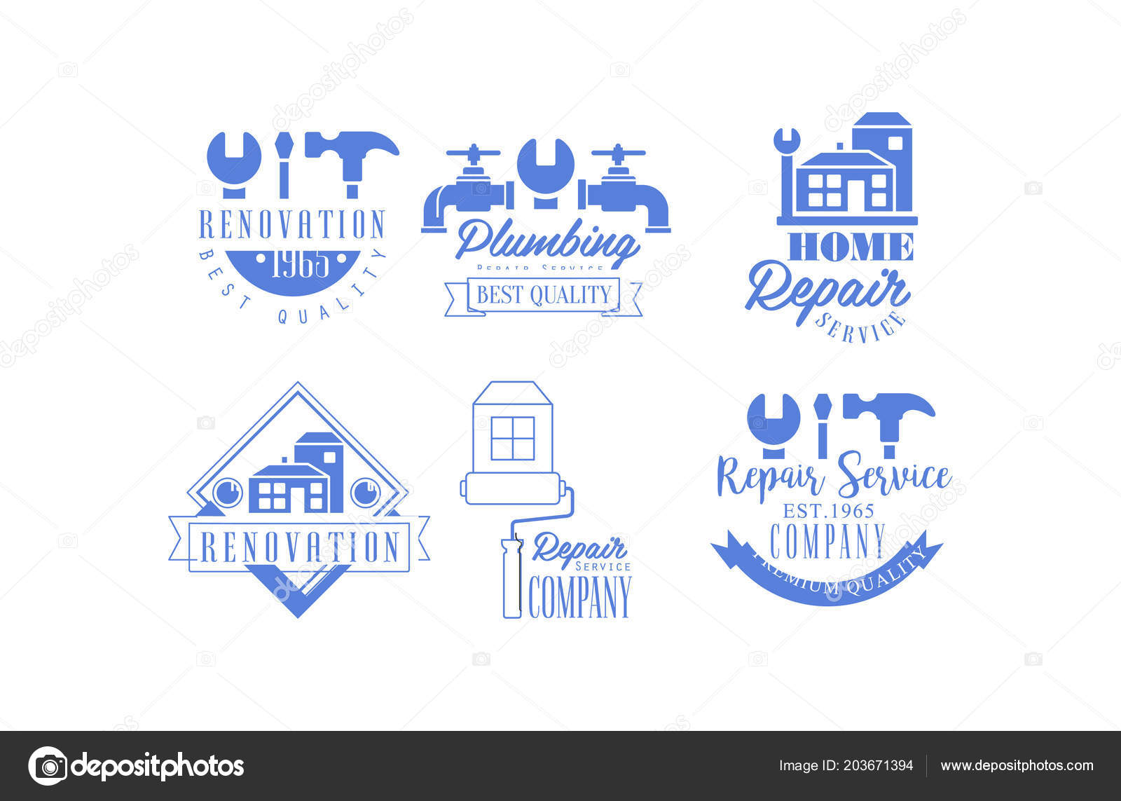Original Blue Emblems For Repairing Companies Plumbing And Home