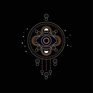 Rüya yakalayıcı, geleneksel Amerikan Kızılderili maskot vektör çizim siyah bir arka plan