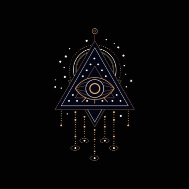 Rüya yakalayıcı, geleneksel Amerikan Kızılderili rüya tuzak vektör çizim siyah bir zemin üzerine