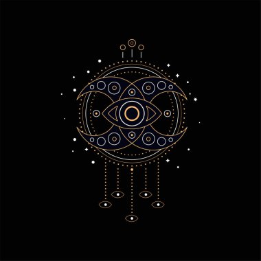 Rüya yakalayıcı, geleneksel Amerikan Kızılderili kültürü vektör çizim siyah bir arka plan öğesi