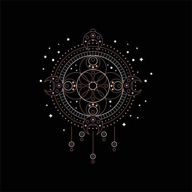 Rüya tuzak, geleneksel Amerikan Kızılderili etnik simge vektör çizim siyah bir arka plan