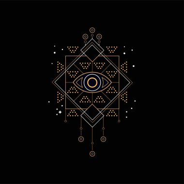 Rüya tuzak, geleneksel etnik simge vektör çizim siyah bir zemin üzerine