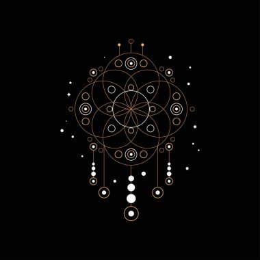 Rüya tuzak, din, Şamanizm, maneviyat etnik sembolü, tasarım öğesi için moda yazdırma, etiket, siyah bir arka plan üzerinde poster vektör çizim