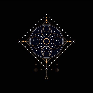 Rüya tuzak, din, maneviyat etnik sembolü, öğe için moda yazdırma, etiket, siyah bir arka plan üzerinde poster vektör çizim tasarım