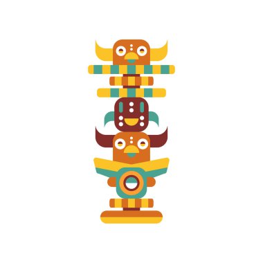 Totem direği, yerel kültürel kabile simge vektör çizim beyaz bir arka plan üzerinde