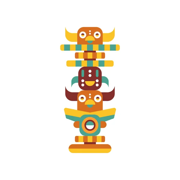 Totempfahl, Vektordarstellung eines einheimischen kulturellen Stammessymbols auf weißem Hintergrund — Stockvektor