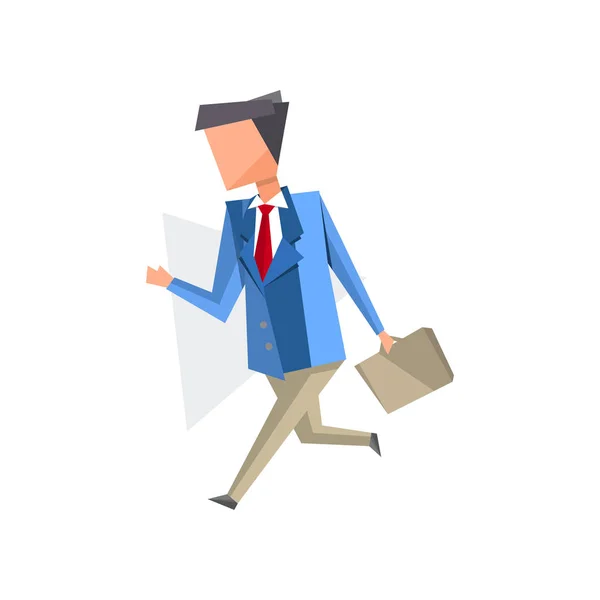 Επιχειρηματίας περπάτημα με χαρτοφύλακα καρτούν εικονογράφηση διάνυσμα σε λευκό φόντο — Διανυσματικό Αρχείο