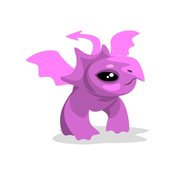 Lindo dragón bebé rosa de dibujos animados, divertido vector de fantasía personaje animal Ilustración sobre un fondo blanco — Archivo Imágenes Vectoriales