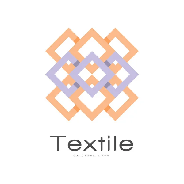 Textiel oorspronkelijke logo ontwerp, creatieve geometrische badge voor bedrijfsidentiteit, ambachtelijke winkel, reclame, poster, banner, flyer vector illustratie op een witte achtergrond — Stockvector
