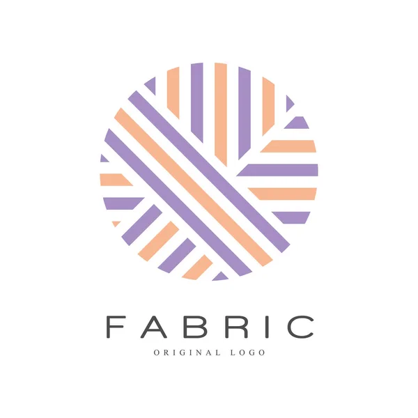 Fabric original logo template, creative sign for yarn shop, craft store, company identity, advertising, poster, banner, flyer vector Illustration — Stock Vector