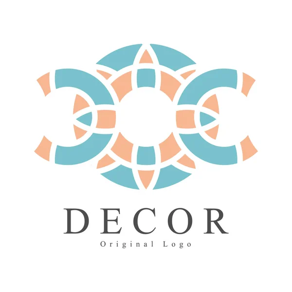 Desain logo asli dekorasi, tanda kreatif untuk identitas perusahaan, toko furnitur, toko kerajinan, iklan, poster, spanduk, ilustrasi vektor selebaran pada latar belakang putih - Stok Vektor