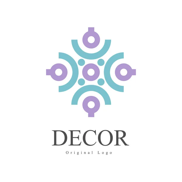 Decor van het originele logo, design element voor bedrijfsidentiteit, meubelwinkel, ambachtelijke winkel, reclame, poster, banner, flyer vector geïsoleerd op een witte achtergrond — Stockvector