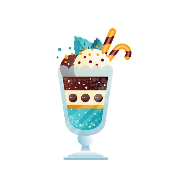 在一个白色背景的玻璃杯矢量插图美味的冰淇淋 — 图库矢量图片