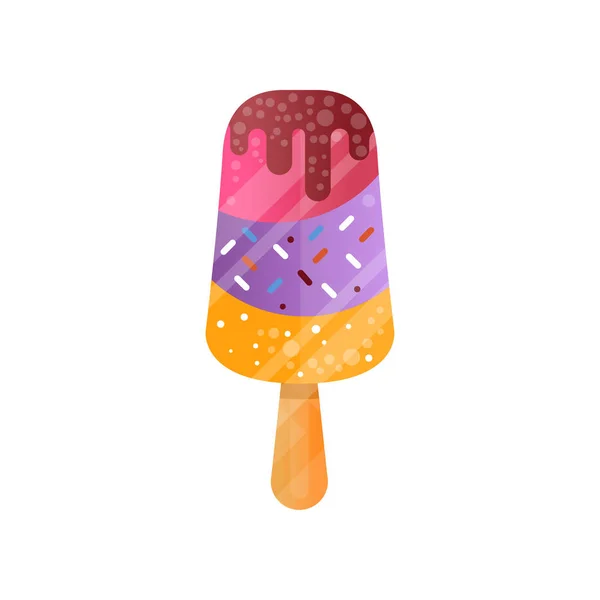 Colorful delicious popsicle ice cream vector Illustration on a white background — Stock Vector