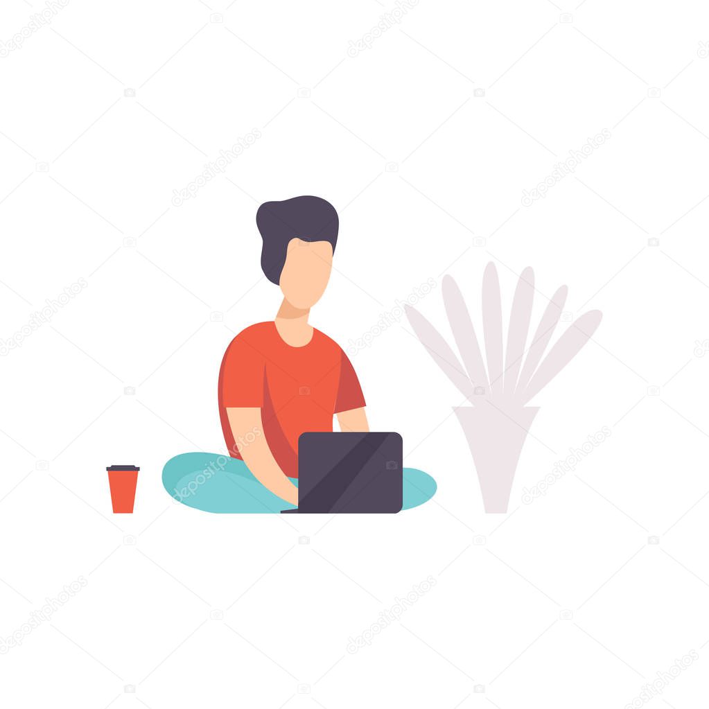 Freelancer working at home, remote working, freelance, working at home concept, outsourced employee vector Illustration on a white background