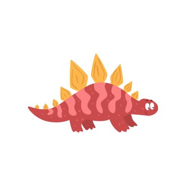 Sevimli çizgi dinozor, tarih öncesi dino karakter vektör çizim beyaz bir arka plan