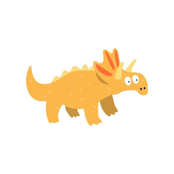 Cute kartun triceratops dinosaurus, prehistoric dino character vector Illustration on a white background Stok Ilustrasi 