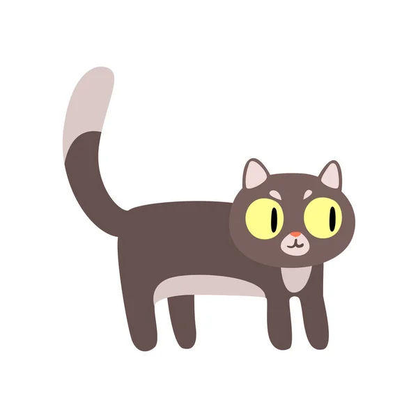 Cinza engraçado gato desenho animado personagem vetor Ilustração em um fundo branco — Vetor de Stock
