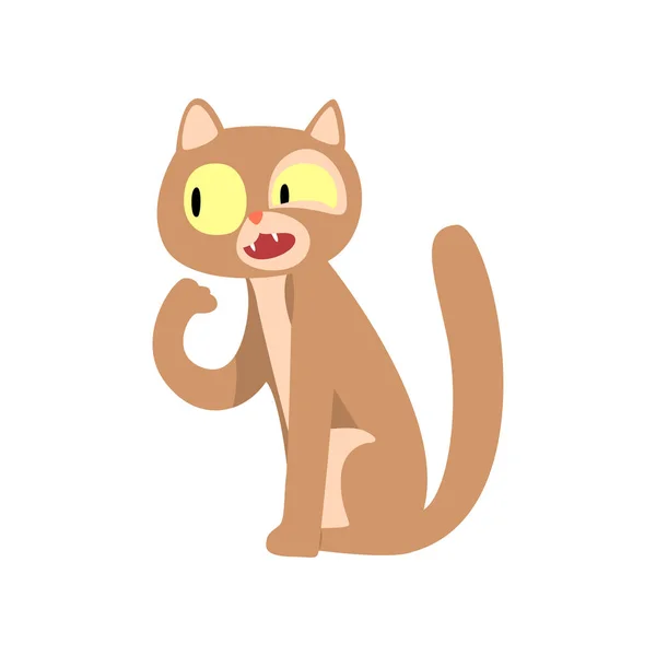 Mignon drôle chat dessin animé personnage vecteur illustration sur un fond blanc — Image vectorielle