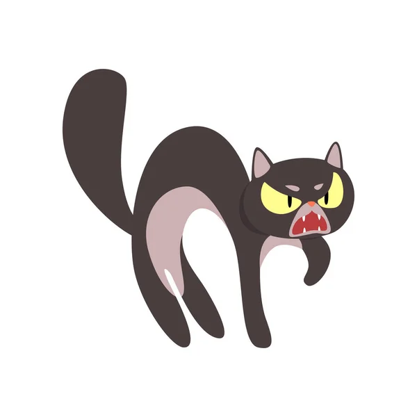 Angry black cat cartoon character vector Illustration on a white background