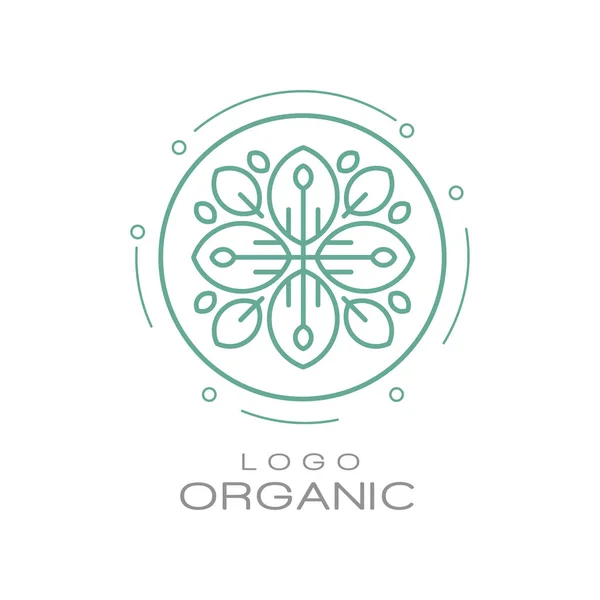 Logo pro biovýrobky, ekologie znamení pro zdravé produkty, přírodní kosmetika, prémiové kvality potravin a nápojů, balení vektorové ilustrace na bílém pozadí — Stockový vektor