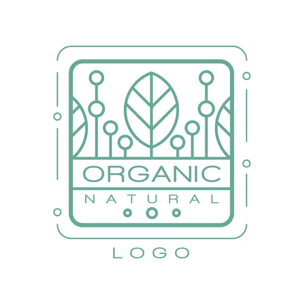 Logo naturel biologique, élément design pour des produits sains, cosmétiques naturels, aliments et boissons de première qualité, vecteur d'emballage Illustration — Image vectorielle