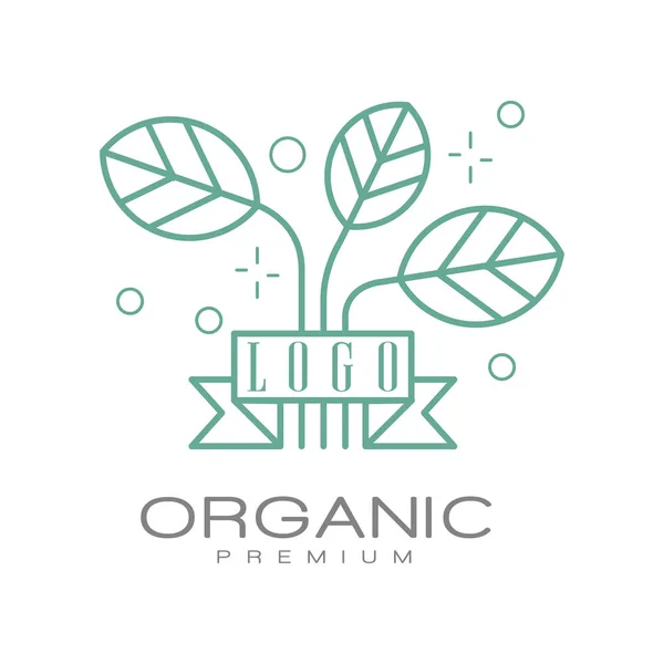 Logo premi organik, lencana dapat digunakan untuk produk sehat, kosmetik alami, makanan dan minuman berkualitas premium, vektor pengemasan Ilustrasi - Stok Vektor