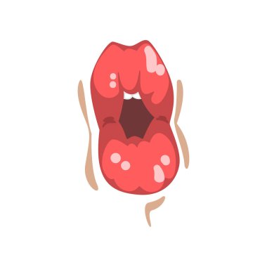 Beyaz bir arka plan üzerinde parlak tombul kadın dudaklar, duygusal ağız Genç kadın vektörünün illüstrasyon izole.