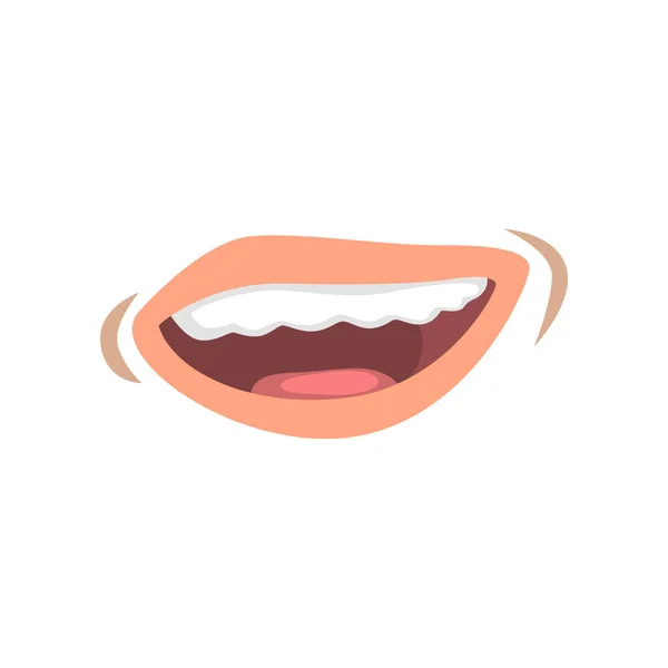 Labios femeninos sonrientes, boca emocional de mujer joven vector Ilustración sobre un fondo blanco — Vector de stock