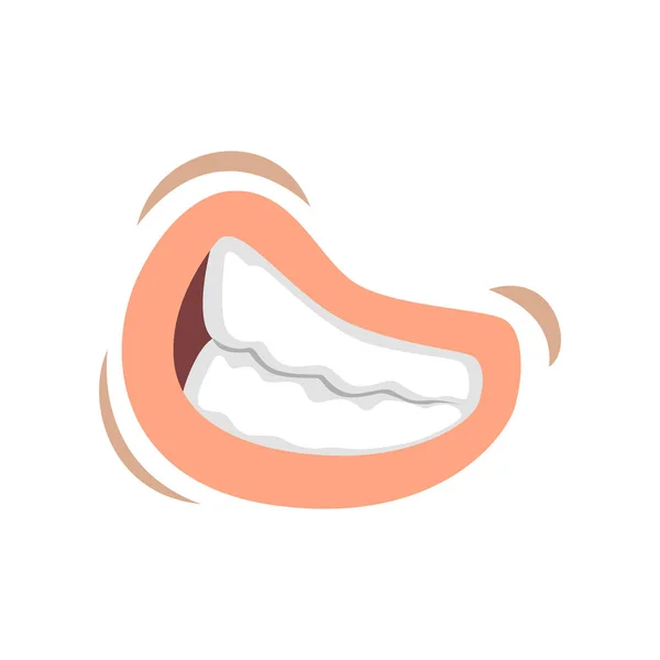 Vrouwelijke mond met bared teeth, emotionele lippen van jonge vrouw vector illustratie op een witte achtergrond — Stockvector