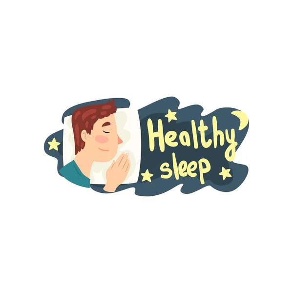健康的睡眠, 晚上睡在床上的人在白色背景上的矢量插图 — 图库矢量图片