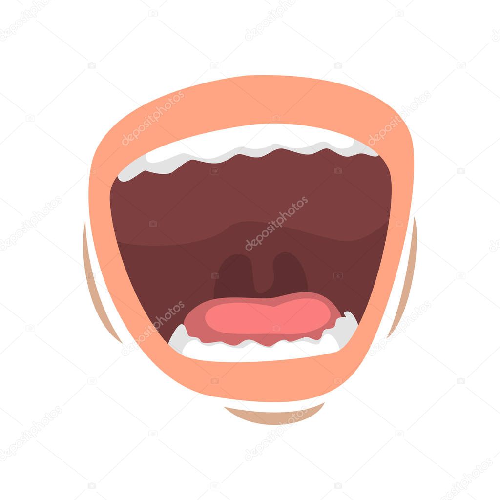 Open mouth shouting, emotional lips of young woman vector Illustration on a white background