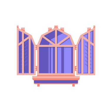 Ahşap pencere kepenkleri ile mimari tasarım öğesi vektör çizim beyaz bir arka plan