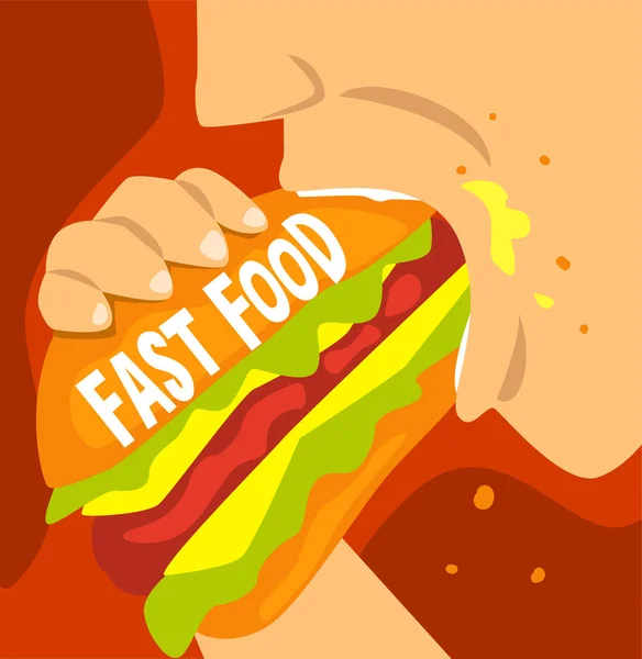 Fast food bağımlılığı, kötü alışkanlık ve bağımlılığı modern toplumun illüstrasyon vektör — Stok Vektör