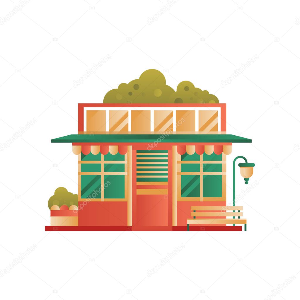 Public municipal city building, front view vector Illustration on a white background