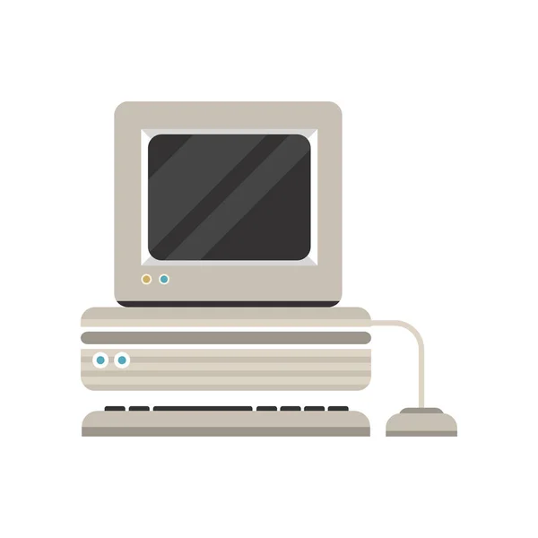 Vintage personal computer with keyboard vector Illustration on a white background — Stock Vector