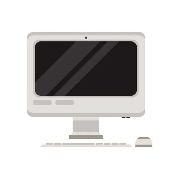 Personal computer with mouse and keyboard vector Illustration on a white background — Stock Vector