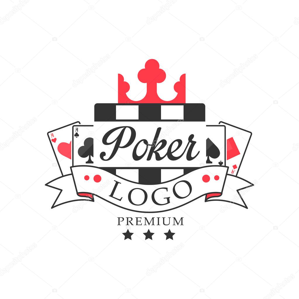 Poker logo premium, vintage emblem for gambling club, casino, championship vector Illustration on a white background